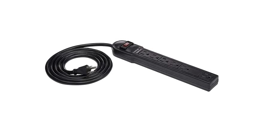 (NEW) AmazonBasics 6-Outlet Power Strip, 6ft Cord, 790 Joule - $5.99 - Free shipping for Prime members - $6