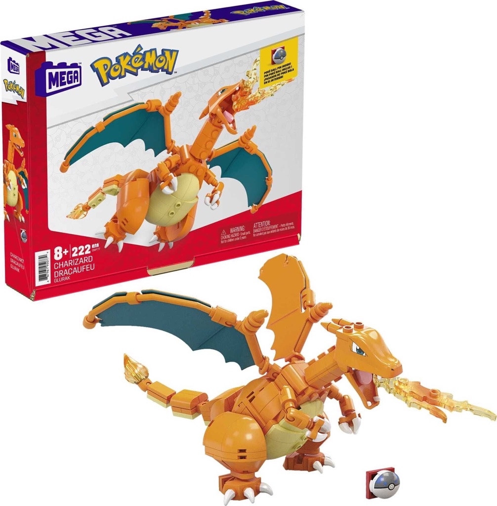 MEGA Pokemon Building Toy Kit Charizard (222 Pieces) with 1 Action Figure for Kids - $10.77