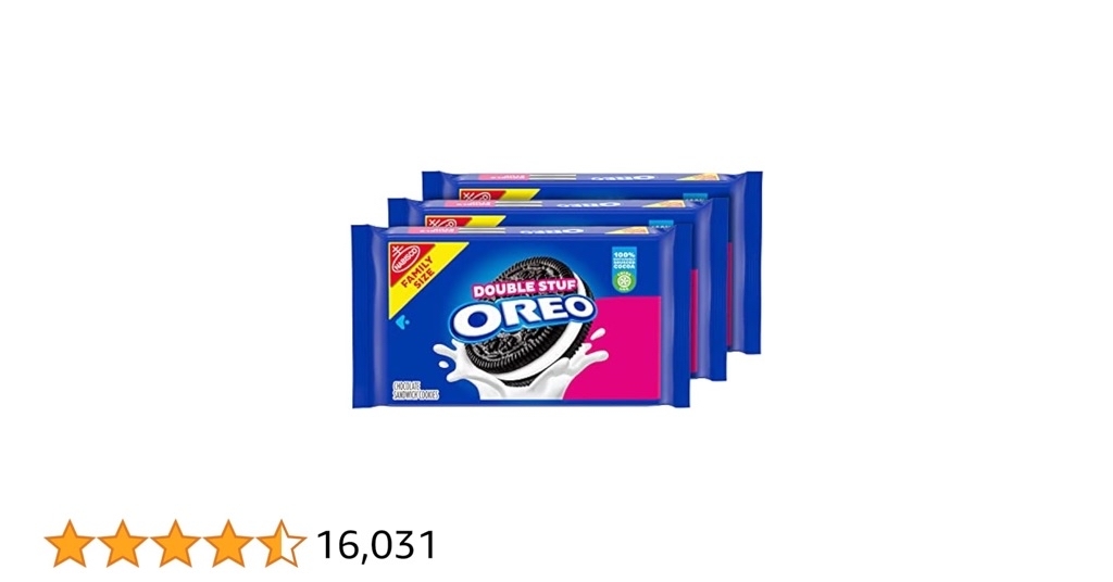 OREO Double Stuf Chocolate Sandwich Cookies, Family Size, 3 Packs - $8.76