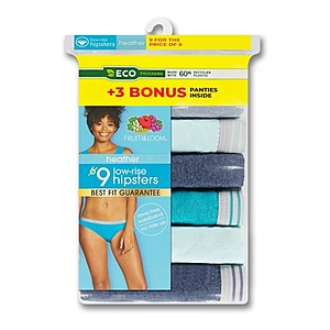 Women's Assorted Heather Brief Underwear, 6+3 Bonus Pack
