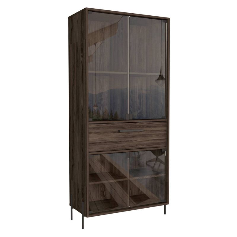 Page Pantry Cabinet w/Glass Doors (Brown) $152 + Free Shipping $151.89