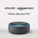 Select Prime Accounts: Echo Dot (3rd Gen) + 1 Month Amazon Music Unlimited $10 + Free Shipping
