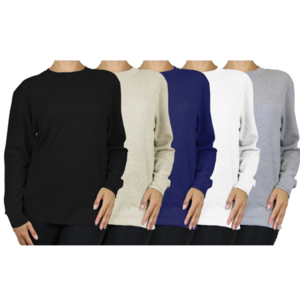  3 Pack Women Thermal Long Sleeve Shirts Crew Neck