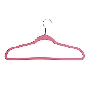 Pink Slim-Profile Non-Slip Velvet Hangers (25-Pack)