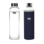 MIU COLOR 18.5 oz Glass Water Bottle - Eco-friendly Shatter Resistant Borosilicate Glass Bottle, BPA, PVC and Lead Free, Portable with Nylon Sleeve $11.99
