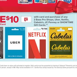 Free 10 Walgreens Gift Card When Purchasing 2 Uber Cabelas