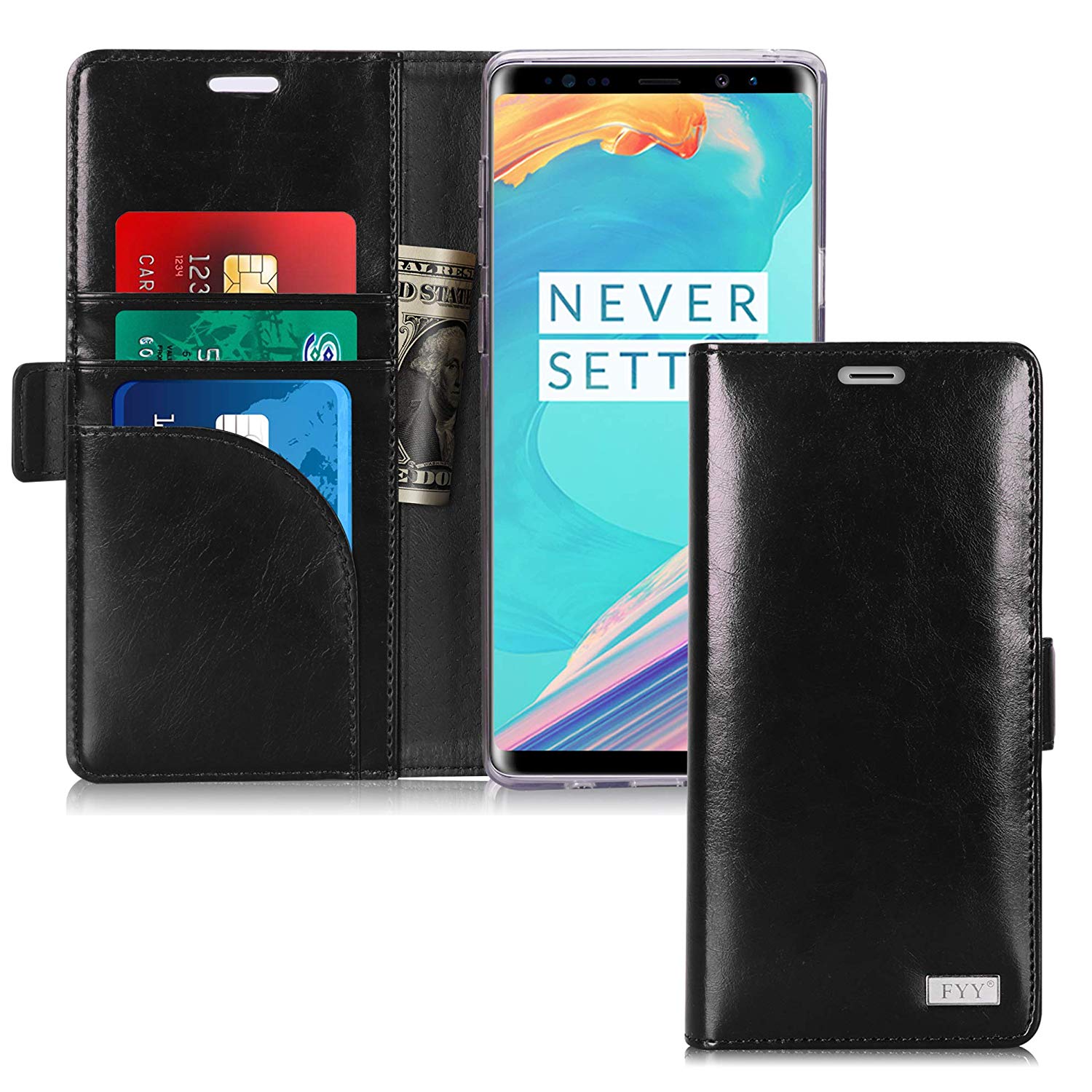 FYY Case Samsung Galaxy Note 9, Premium PU Leather Handmade Note 9 Wallet Case Kickstand Card Slots Magnetic Closure Protective Cover Galaxy Note 9 (2018) Black $2.88