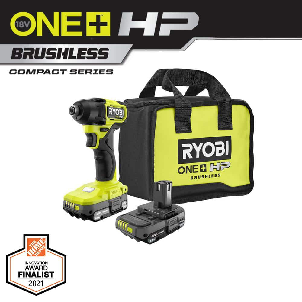 RYOBI ONE+ HP 18V Brushless Cordless Compact 1/4 in. Impact Driver Kit with (2) 1.5 Ah Batteries, Charger and Bag - $89 - $89