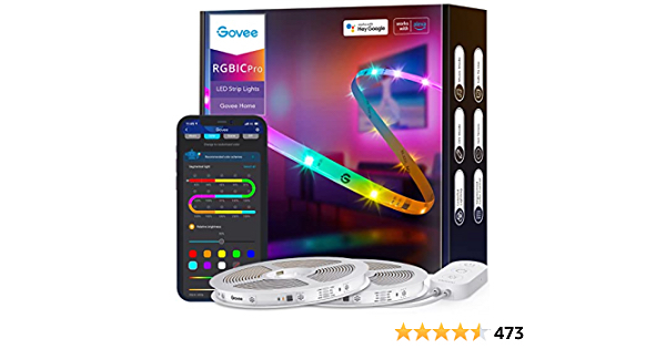 Govee 65.6ft RGBIC LED Strip Lights, Smart LED Strip Segmented App Control, WiFi LED Lights Work with Alexa and Google Assistant, Music Sync, DIY, for Living Room, Christ - $52.79