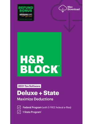 HR Block 2021 Deluxe Federal and State 50% off $22.5
