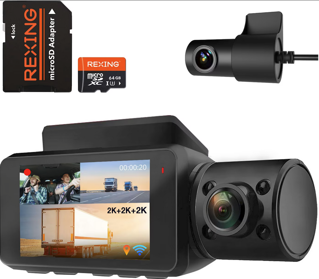 Rexing - V33 3 Channel 1440p+1440p+1440p Resolution Dashcam $200