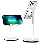 $6.59 KTRIO Adjustable Cell Phone Stand for Desk, Foldable Phone Holder Compatible with iPhone 13 Pro Max 11 12 XR 8 7 SE, Pad, Tablet, Smartphone - Silver - $6.59 at Amazon