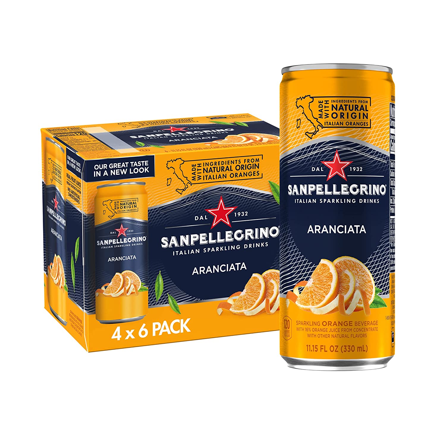 Sanpellegrino Italian Sparkling Drink Aranciata, Sparkling Orange Beverage, 24 Pack of 11.15 Fl Oz Cans $18.37