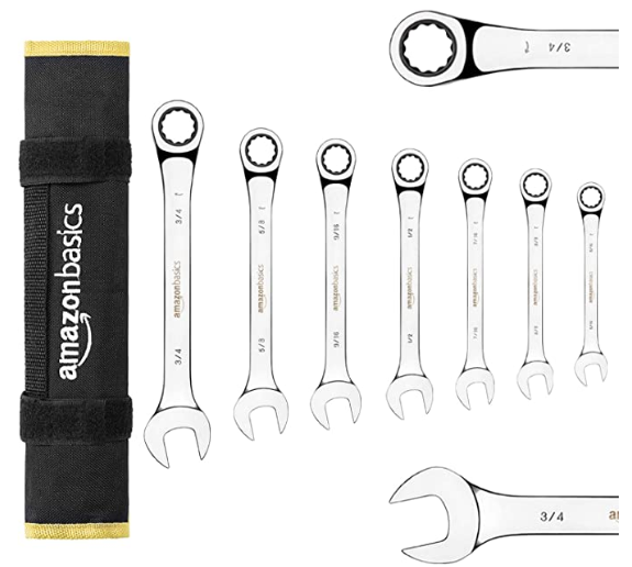 AmazonBasics Ratcheting Wrench Set - SAE, 7-Piece - $15.71
