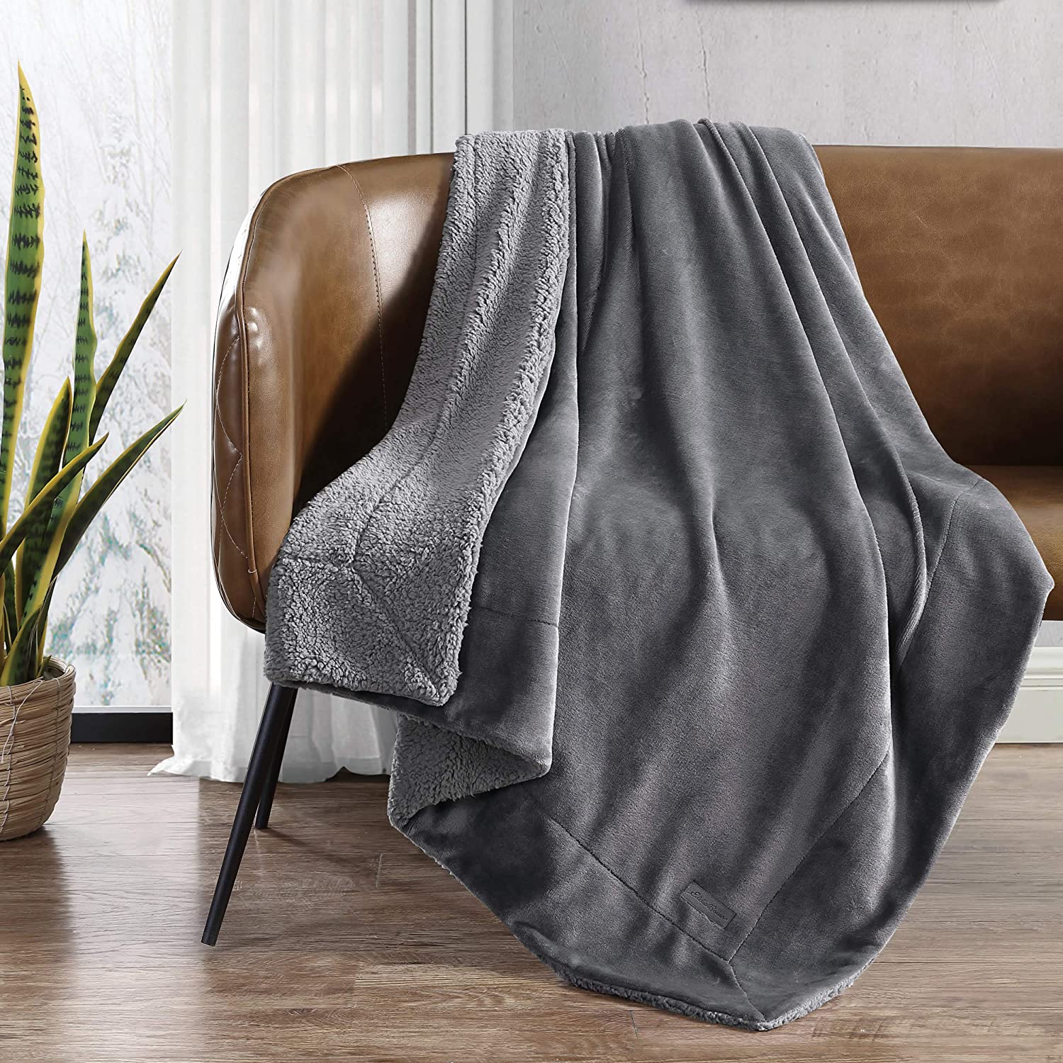 Eddie Bauer UltraPlush Collection 60" x 50" Throw Blanket (Smoke Grey