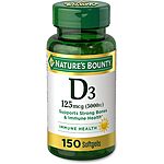 150-Count Nature's Bounty Vitamin D3 5000IU Rapid Release Softgels $4.55 w/ Subscribe &amp; Save
