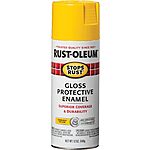 12-Oz Rust-Oleum Stops Rust Spray Paint (Gloss Sunburst Yellow) $3