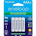 8-Pack Panasonic eneloop AAA Ni-MH Pre-Charged Rechargeable Batteries $17.20