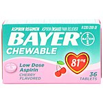 3-Pack 36-Count Bayer Chewable 81mg Low Dose Aspirin (Cherry) $8.12 + Free S&amp;H w/ Prime or orders $35+ ~ Amazon