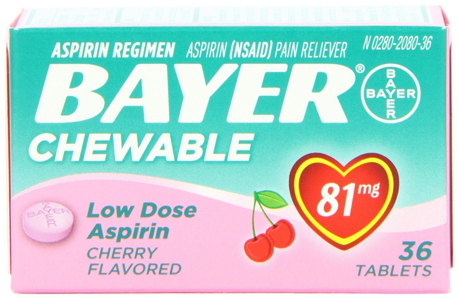 3-Pack 36-Count Bayer Chewable 81mg Low Dose Aspirin (Cherry) $8.12 + Free S&H w/ Prime or orders $35+ ~ Amazon