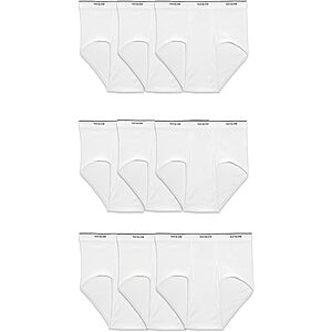 9-Pack Fruit of the Loom Men's Tag-Free White Cotton Briefs