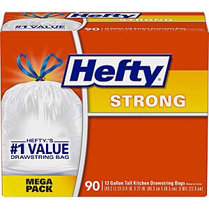 90-Count 13-Gallon Hefty Strong Tall Kitchen Trash Bags (Unscented)