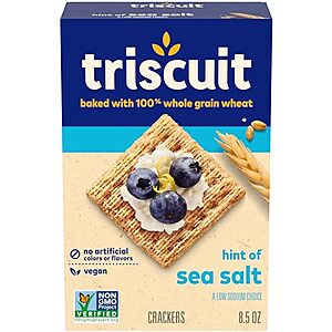 8.5-Oz Triscuit Whole Grain Wheat Crackers (Hint of Sea Salt) $1.85 w/ Subscribe & Save
