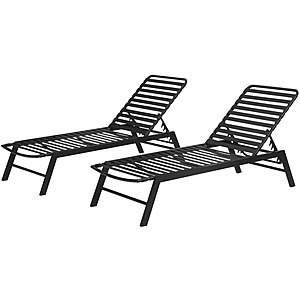 2-Pack Hampton Bay Adjustable Outdoor Strap Chaise Lounge w/ Aluminum Frame $74.75 + Free Ship to Store