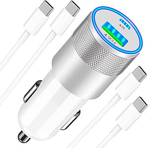 Rombica 2-Port Up to 75W Car Charger (1x USB-C, 1x USB-A) w/ 2-Pack USB-C Cables $4.05 & More