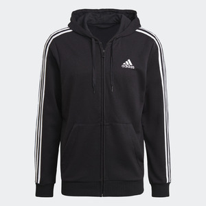 adidas Men's Essentials French Terry 3-Stripes Full-Zip Hoodie (Black / White) $13.60 + Free Shipping