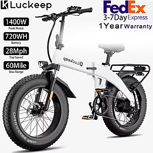 Luckeep X1 Lite 1500W Peak Foldable Electric Bike (White) 9 + Free Shipping
