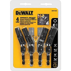 $16.99: 4-Piece DEWALT Impact Ready Pivoting Nutsetters, 1/4-Inch, 5/16-Inch, 3/8-Inch, 7/16-Inch at Amazon