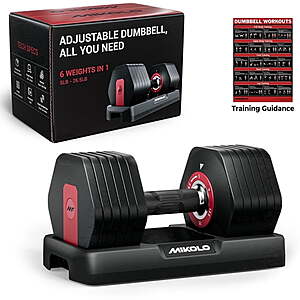 26.5-lb Mikolo 1-Second Adjustable Dumbbell w/ Anti-Slip Texture Handle $50 & More + Free S&H