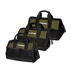 3-Pc Husky Army Green Zippered Top Tool Bag Combo (12", 15", 18" ) $29.90 + Free S&H