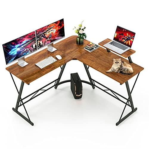 L Shaped Computer Gaming Desk 50.8" * 50.8", Office Workstation with Large Monitor Stand After 40% Off Coupon Code, FREE Shipping $77.99