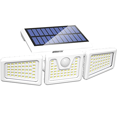 Solar Motion Sensor Lights Outdoor, 3 Heads, 118 LED Flood Light, IP65 Waterproof, after 40% off Coupon Code $15.59