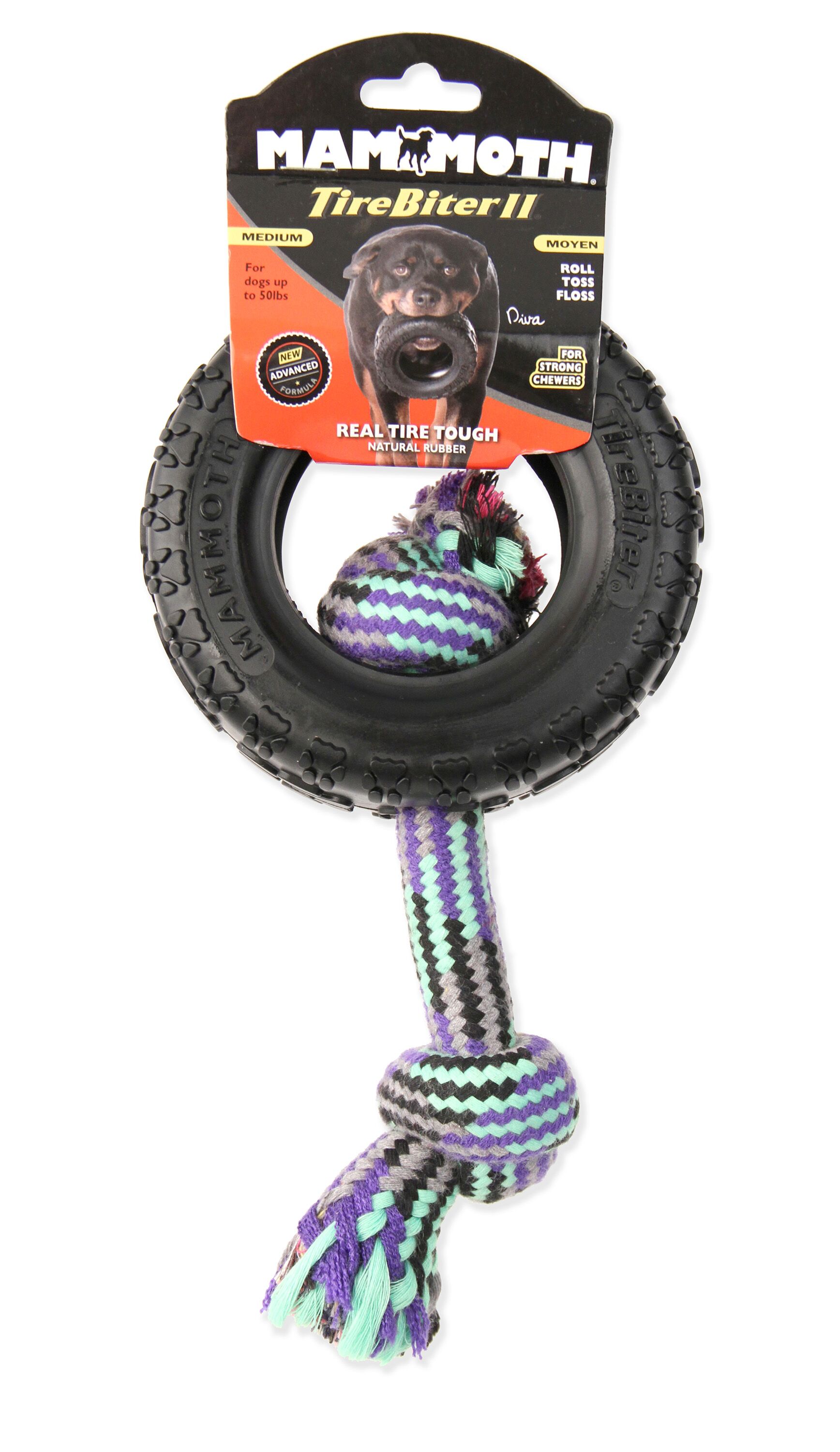 Mammoth Tirebiter II Rubber Tire Dog Toy with Rope, Medium, 5" - $4.66 at Walmart