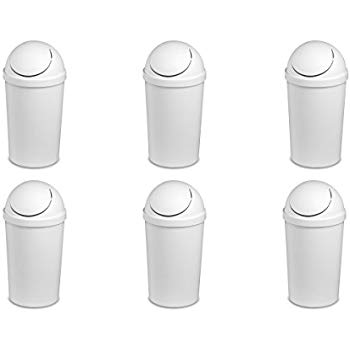 Sterilite 3 Gallon (11.4 Liter) Round SwingTop Wastebasket, 6-Pack $32.49