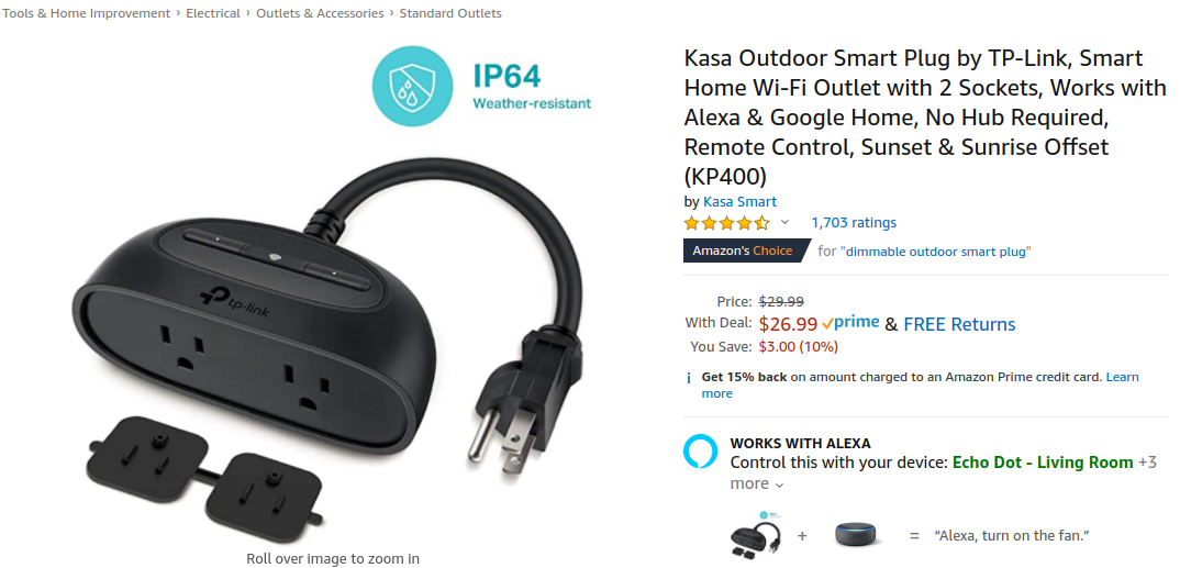 $26.99: Kasa Outdoor Smart Plug by TP-Link