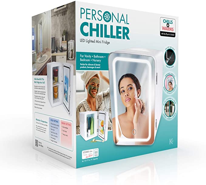 Beauty Fridge Personal Chiller LED Lighted Mini Fridge with Glass Door at Walmart $21 In-Store Deals YMMV