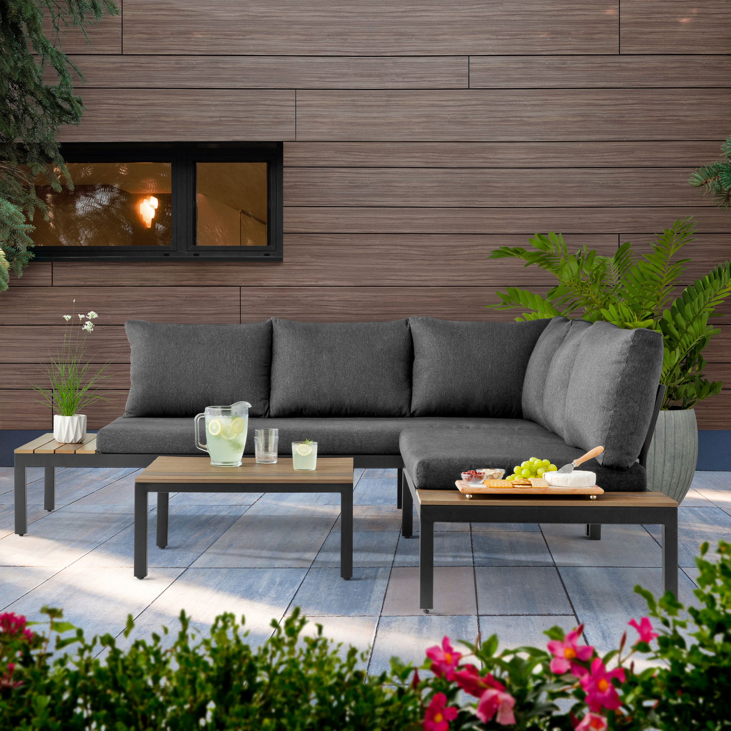 Walmart, Better Homes & Gardens Bryde Sectional Sofa and Loveseat Low Seating Patio Set, 3 Pieces,  YMMV, $299