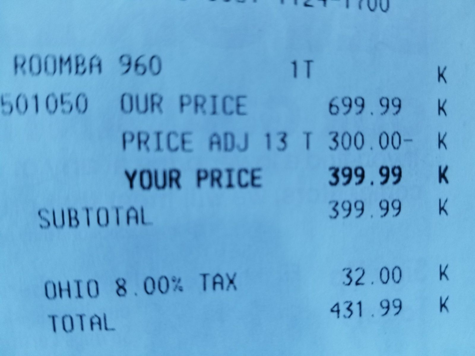 Irobot Roomba 960 980 Price Match Bbb 399 99 598 00 Tax