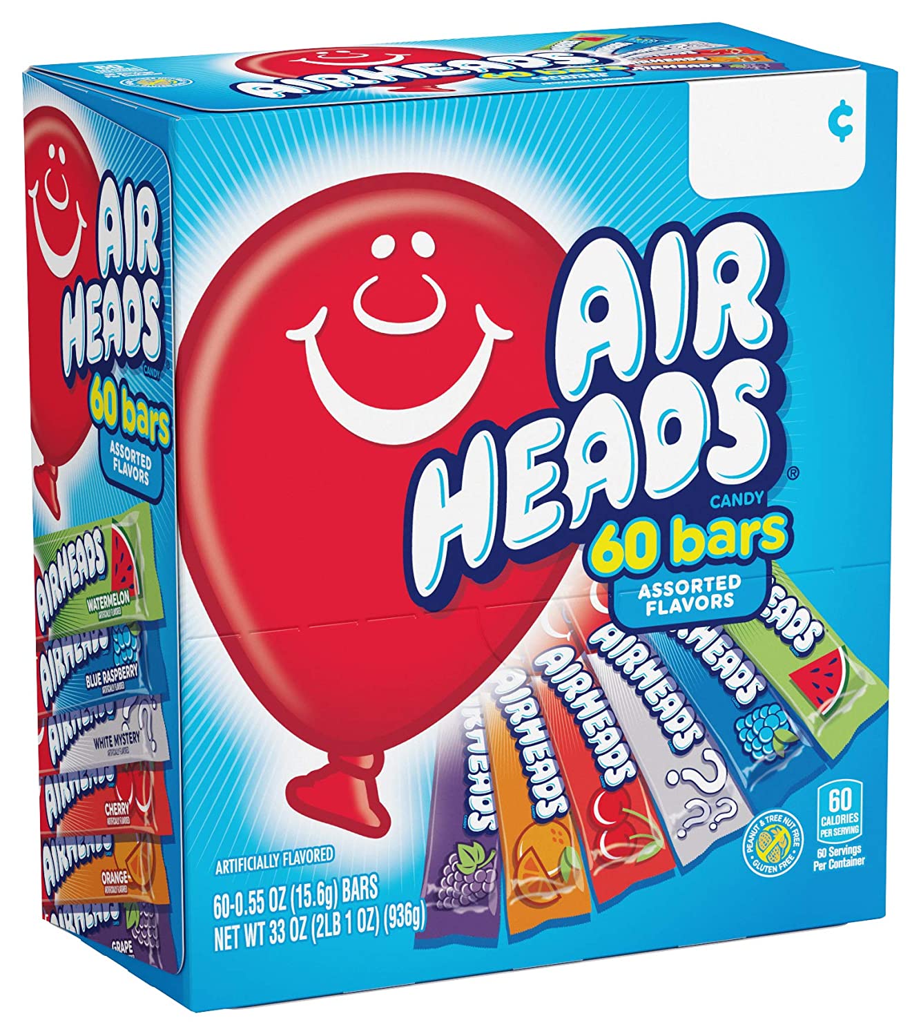 Airheads Candy, Variety Box, Chewy Full Size 60 Count  $6.38 amazon