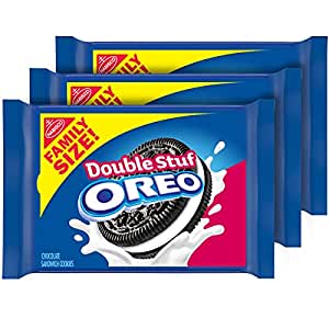OREO Double Stuf Chocolate Cookies, Family Size, 3 Packs w/ Subscribe & Save $9.15