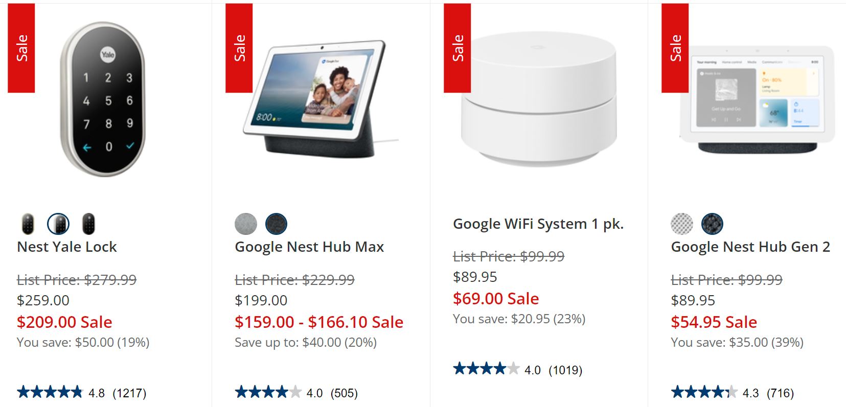Google Nest Products *Military Only* - Nest Hub Max, Hello, Cam, Thermostat, etc $159
