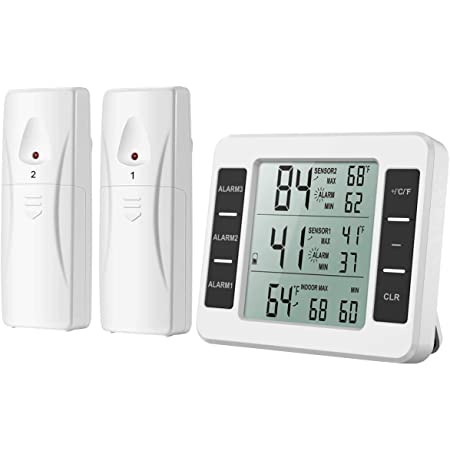 ORIA Refrigerator / Freezer Thermometer with 2 Wireless Sensors $11.49