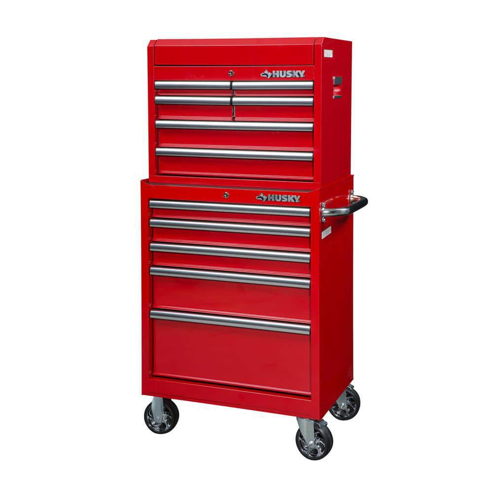 Husky 27 in. 11-Drawer Tool Chest and Cabinet Combo in Red 410-026-0111 - $298