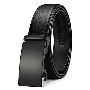 1 3/8" CHAOREN Men's Leather Micro-Adjustable Ratchet Belt (32-38" Waist, Black)