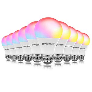 DAYBETTER Smart Light Bulbs, RGBCW 10 pack a/c