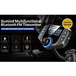 Car Bluetooth FM Transmitter, Wireless Radio Adapter Hands-free Car Kit with 1.7 Inch Display, QC3.0 and Smart 2.4A Dual USB Ports, AUX Input/ Output, TF Card Mp3 Player for $17.8